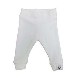 White newborn pants with elastic waistband, suitable for sizes 44, 50, 56, 62, and 68.