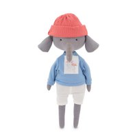 Cotton Soft Toy, Cotti Motti - Ali der Elefant: Blaues Sweatshirt + Bonus Meerjungfrau Geschichte (30 cm)