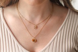 Collier Bague Coeur Oeil de Tigre - Or