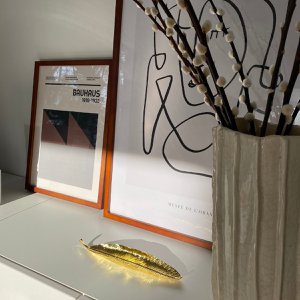 Räucherstäbchenhalter - goldfarben - blattförmig - 25 x 5 cm