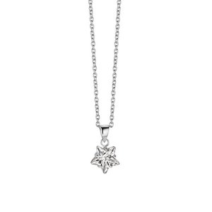 Silver necklace white star cz 10mm 40+5cm rhodium
