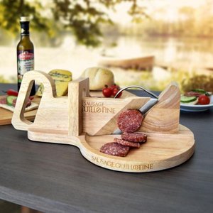 Guillotine Worst - Worstsnijder - Worst Snijplank - Sausage Guillotine - Makkelijk Schoon Te Maken - RVS Mes - Bamboe - 30 x 19cm