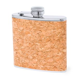 FLASK WITH A CAPACITY OF 170 ML. NATURAL CORK EXTERIOR, WITH STAINLESS STEEL BODY AND SCREW-ON SAFETY CAP. ERGONOMICALLY DESIGNED TO FIT COMFORTABLY IN YOUR POCKET. Copy