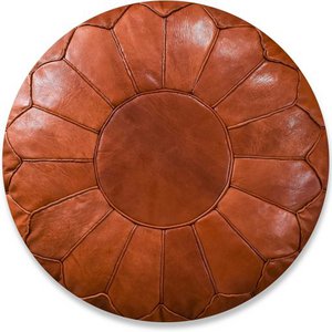 Leather pouffe - cognac shiny (XL)