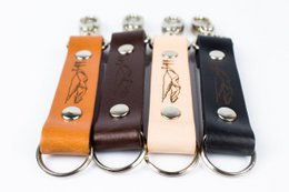 Leather keychain with carabiner - Mountains