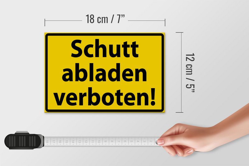 Tin sign warning sign 18x12cm dumping rubble forbidden decoration