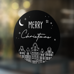 Aufkleber frohe weihnachten häuser