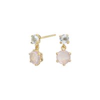 18k gold plated rose quartz and blue topaz earrings