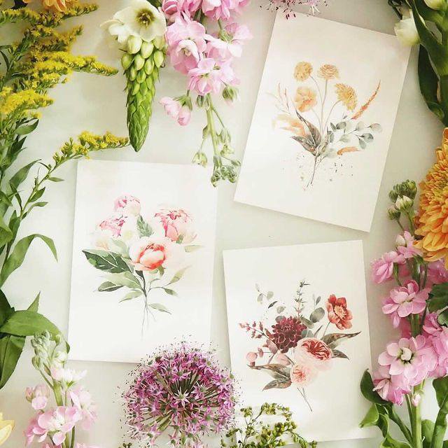 POSTKORT GULE BLOMSTER