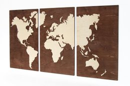 Mapamundi de madera, Mapa mural de madera, Mapamundi