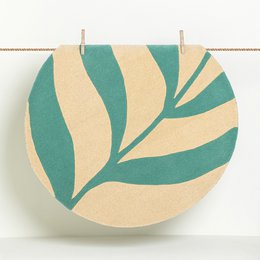 Tappeto in Lana Rotondo 120 cm Foglia Giallo Verde