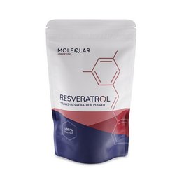 Resveratrol powder supplement in 100g and 30g packages. Resveratrol is a natural compound with antioxidant properties.