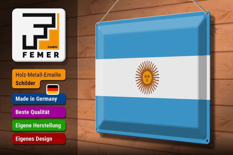 Tin Sign Flag Argentina 40x30cm Flag of Argentina