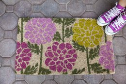 Dahlias Handwoven Coconut Fiber Doormat