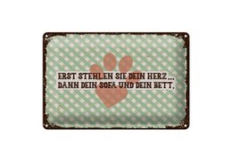 Blechschild Tiere 20x30 cm erst stehlen sie dein Herz dann Sofa und Bett Schild