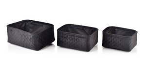 SARA SCHWARZES SET MIT 3 KÖRBEN L27x20xh11cm, M24x17xh11cm, B20x14xh10cm