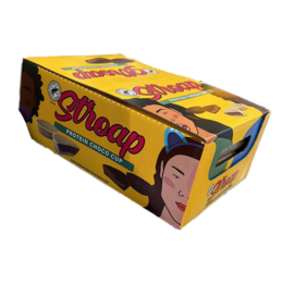 Protein low sugar coffee white chocolate cup with coffee beans and chocolate pieces.