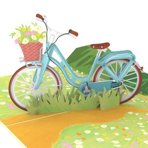 Bicycle with flowers pop-up card