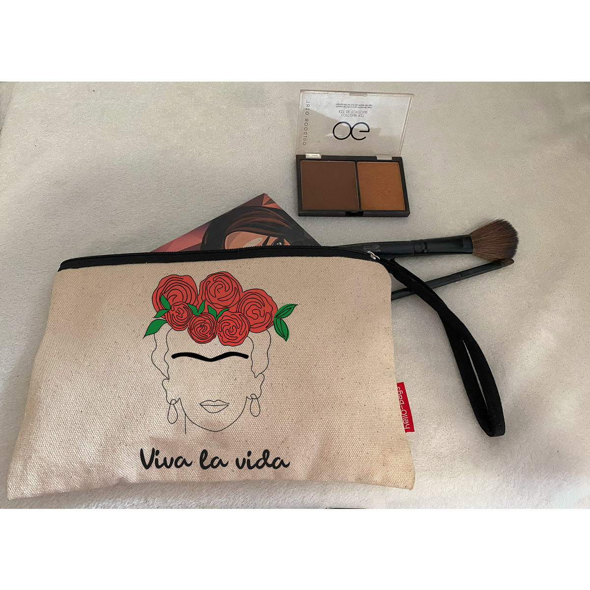 Hello-bags Damen Kulturbeutel 'VIVALAVIDA' – Vielseitige Handtasche Aus Baumwolle (Ekrü, 23x15,5 Cm)