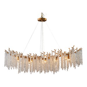 Kronleuchter Wasserfall 120 cm – Gold – Eisen/Glas