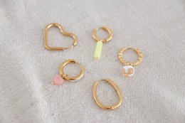 Orecchini a cuore in acciaio inossidabile - Oro