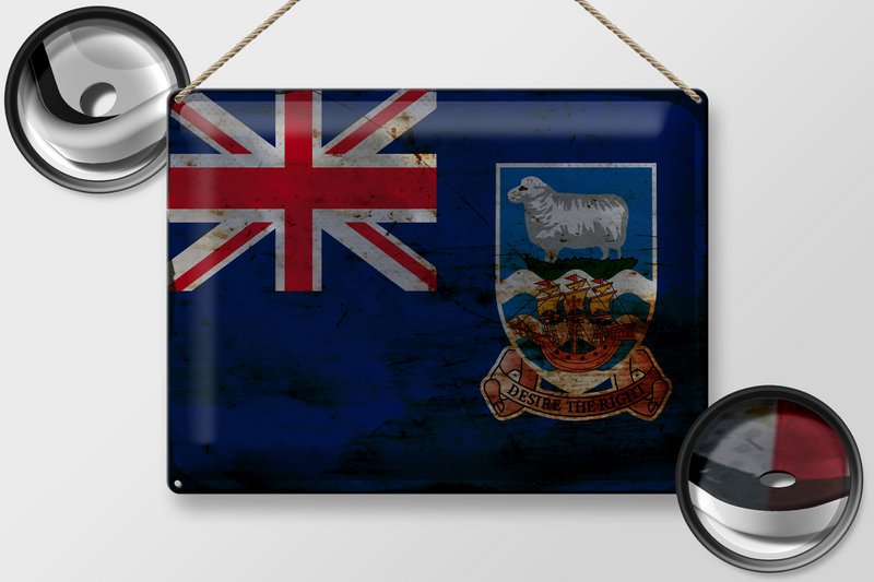 Tin Sign Flag Falkland Islands 40x30cm Flag Rust