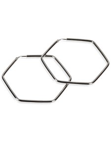 Creole earrings HEXAGON classic black rhodium plated