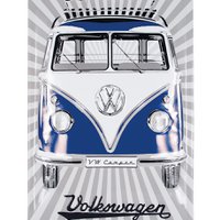 Volkswagen VW T1 Bus Metal Sign 20x30cm - Front/Blue