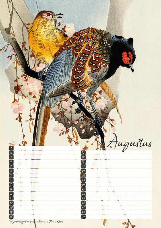 Calendario di compleanno Stampe di uccelli del maestro giapponese Koson