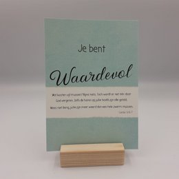 A Christian greeting card with the text "You are valuable" in a cursive font against a light blue background.