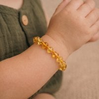 Baby/Child - Barnsteen Bracelet - Round Beads - Pilished - 14cm -Citroen