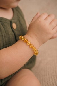 Baby/Kind - Barnsteen -Armband - Runde Perlen - Piliert - 14 cm -citroen