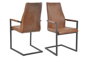 Eetkamerstoel, set van 2, lichtbruin, imitatieleer look