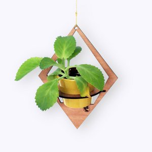 Planthanger wood diamond Small-17cm