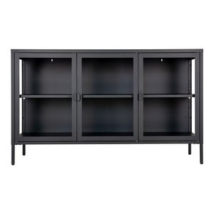 Brisbane Dressoir - Zwart, Staal/Glas, 140x40x85 cm