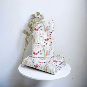 Windel für Spucktuch, handgefertigt mit Mohnblumendruck