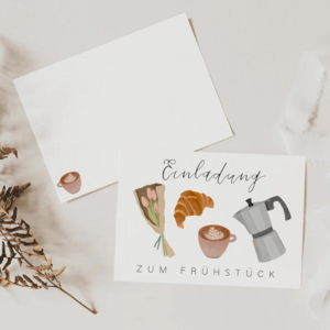 Einladung zum Frühstück Postkarte