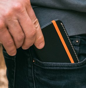 Black leather card holder