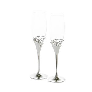 Champagnerglas"Hearts"silber,H27cm 2er Set