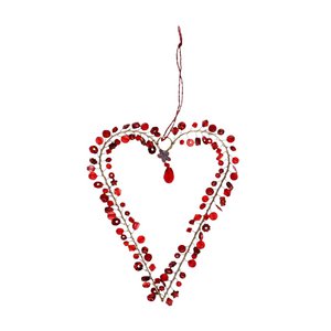 Handgemaakte kralenhartdecoratie (9x12cm) - Rood