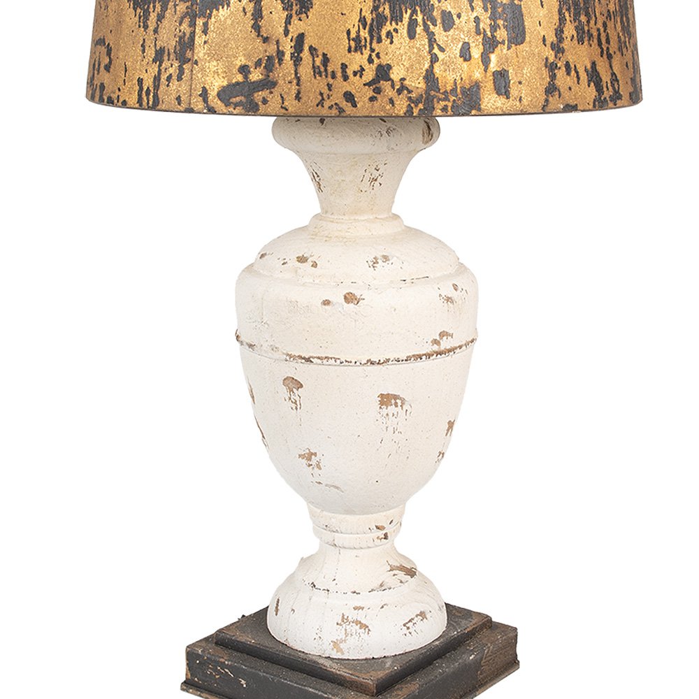 Tafellamp Ø 36x65 cm Beige Zwart Hout Bureaulamp