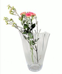 Vase glas bølget klart glas vase bord vase gennemskinnelig
