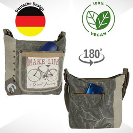 Sunsa skuldertaske til kvinder. Håndtaske lavet af canvas (canvas) & læder. Skuldertaske i vintage stil. Stor crossbody taske til kvinder.