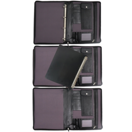 Safekeepers læder skriveetui venstrehåndet - Konferencemappe - Arbejdsbog Tabletcover & Laptop-sleeve - Aftageligt ringbind A4 sort