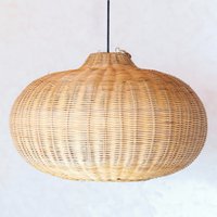 Large Rattan Lampshade – Round Boho Pendant Light – Handmade Rattan Hanging Lamp – Natural Fibre Woven Lampshade (Ø 56 cm) ANJANI