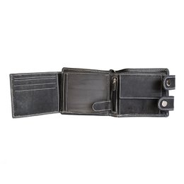 Leder Damen Geldbörse mit Kette Schwarz - Leder Herren Geldbörse mit Kette Schwarz