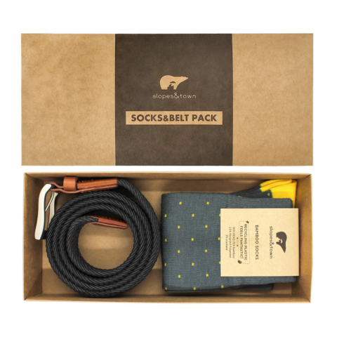Gift Box belt Philip and Yellow Dot Socks