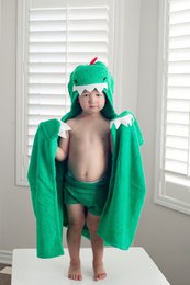 Zoocchini børnehåndklæde med hætte - Devin the Dinosaur