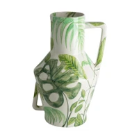 Vase 45 cm jungle print hand painted with handle