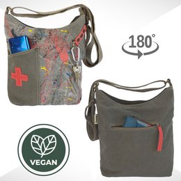 Sunsa schoudertas voor dames. Canvas hobo tas. Grote crossbody tas in vintage stijl. Elke vegan schoudertas is uniek.